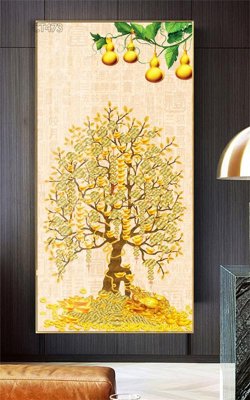 File gốc Tranh thần tài cây tiền CT473 (vector) cho in ấn