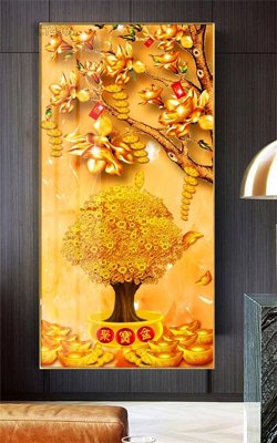 File tranh Tranh thần tài cây tiền CT496 (file gốc) chuẩn màu in