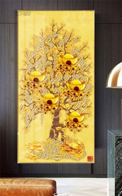 File in trần Tranh thần tài cây tiền CT499 (file gốc) phong thủy