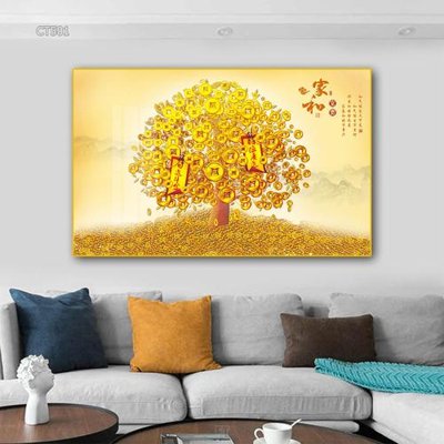 Tải file Tranh thần tài cây tiền CT501 (gốc) in tranh tráng gương