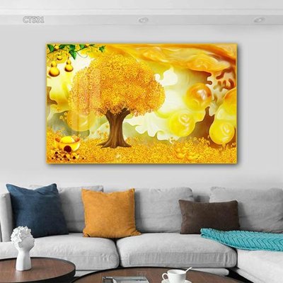 File tranh Tranh thần tài cây tiền CT531 (gốc) chủ đề thành phố