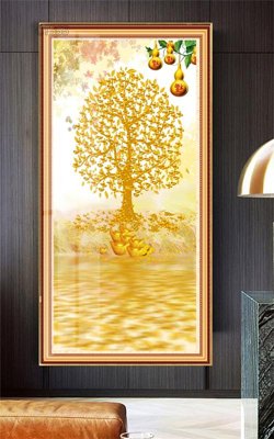 File in trần Tranh thần tài cây tiền CT555 (file gốc) xuyên sáng