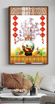 File PSD File tranh cây tiền tài lộc CT810 (bản gốc) cho nhà in