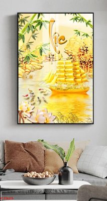 Ảnh gốc File tranh cây tiền tài lộc CT825 (nét căng) in mica