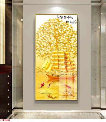 Download file gốc File tranh cây tiền tài lộc CT866 (in lụa) nghệ thuật