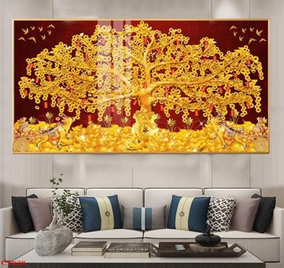 File gốc in ấn File tranh cây tiền tài lộc CT928 chất lượng vượt trội