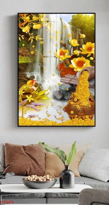 File gốc File tranh cây tiền tài lộc CT973 (in tráng gương) nghệ thuật