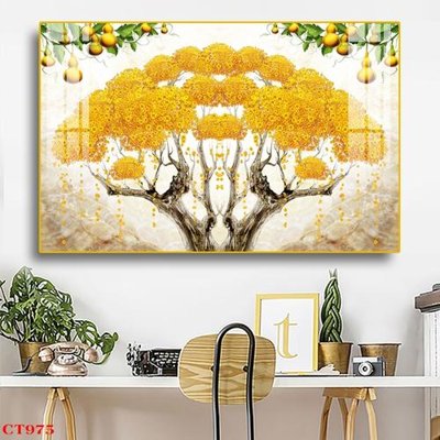 Download file gốc File tranh cây tiền tài lộc CT975 (in lụa) nghệ thuật