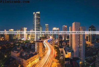 File gốc Canh dem thanh pho 158 (in lụa) tranh mã đáo