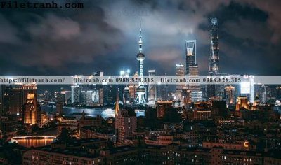 File tranh Canh dem thanh pho 191 (gốc) chủ đề trừu tượng