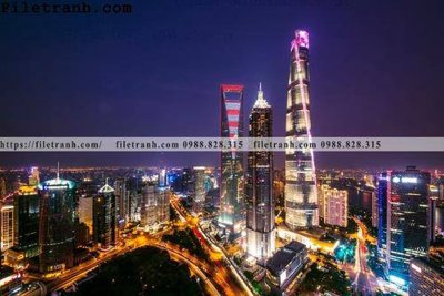 File tranh Canh dem thanh pho 194 (gốc) in vải canvas