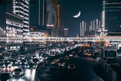 File tranh Canh dem thanh pho 220 (ảnh gốc) in trần xuyên sáng