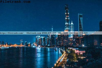 File in lụa Canh dem thanh pho 362 (hoa văn) Canh dem thanh pho 362