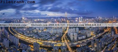 File gốc Canh dem thanh pho 464 (in lụa) tranh mã đáo