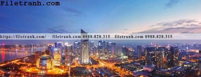 File tranh gốc in trần nhà Canh dem thanh pho 513 3D