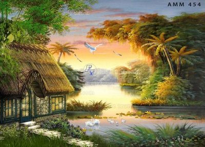 Ảnh gốc File tranh đồng quê DQ124 (nét căng) in mica