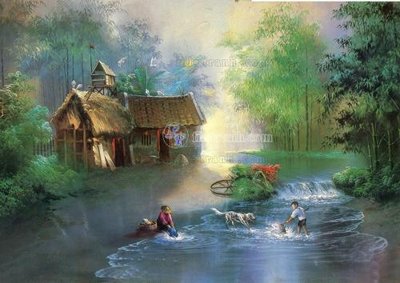 File tranh gốc File tranh đồng quê DQ127 chủ đề hiện đại