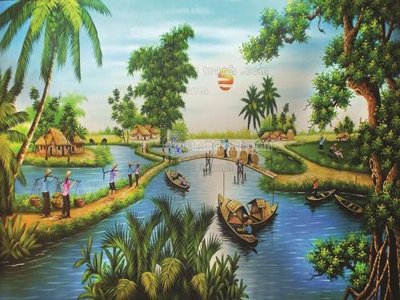 File in lụa File tranh đồng quê DQ130 (hoa văn) File tranh đồng quê DQ130