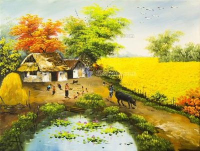 File gốc File tranh đồng quê DQ146 (ảnh chi tiết) để in ấn