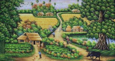 Hình ảnh file gốc in lụa File tranh đồng quê DQ169