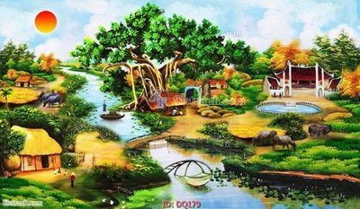 File in trần File tranh đồng quê DQ179 (file gốc) xuyên sáng