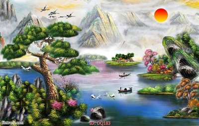 File in lụa File tranh đồng quê DQ183 (chất lượng cao) File tranh đồng quê DQ183