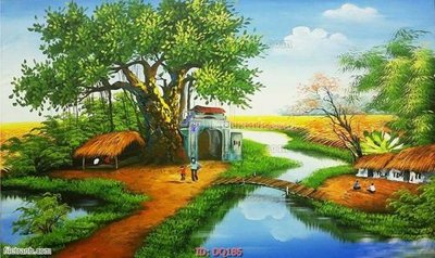 Tải file File tranh đồng quê DQ186 (gốc) làm file in ấn