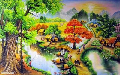 File tranh gốc File tranh đồng quê DQ195 chủ đề hiện đại