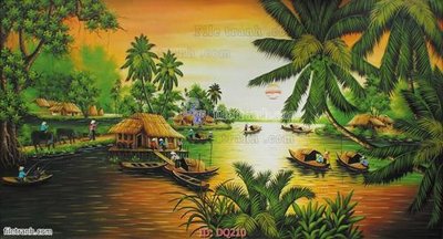 File gốc in tráng gương File tranh đồng quê DQ210 chi tiết