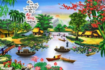 File tranh File tranh đồng quê DQ253 (bản gốc) in lụa dán tường