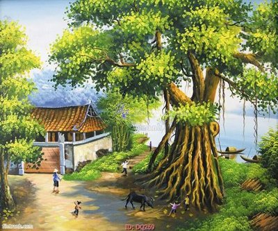 File tranh File tranh đồng quê DQ269 (gốc) in trên kính