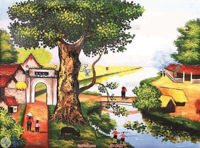 File gốc File tranh đồng quê DQ27 (in mica) trang trí