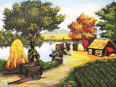 File gốc File tranh đồng quê DQ29 (chủ đề hiện đại) trang trí