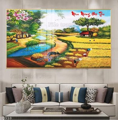 Ảnh gốc File tranh đồng quê DQ310 (độ nét cao) in tráng gương