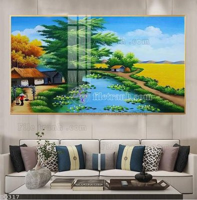 Tải file File tranh đồng quê DQ317 (gốc) để in ấn ngay