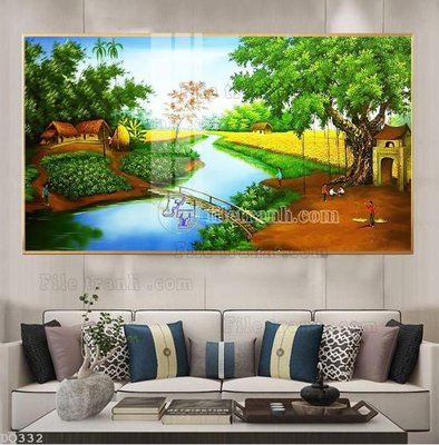 File gốc File tranh đồng quê DQ332 (ảnh chi tiết) để in ấn