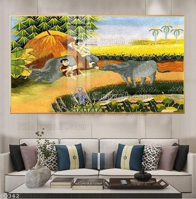 File tranh File tranh đồng quê DQ342 (gốc) chủ đề trẻ em