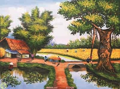 File tranh File tranh đồng quê DQ35 (ảnh gốc) in trần nhà