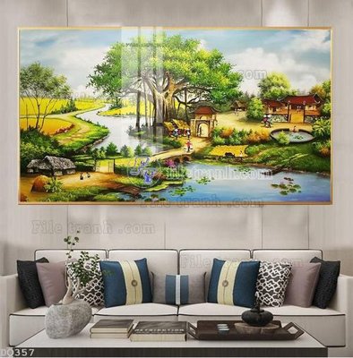 Tải file File tranh đồng quê DQ357 (ảnh gốc) in tráng gương