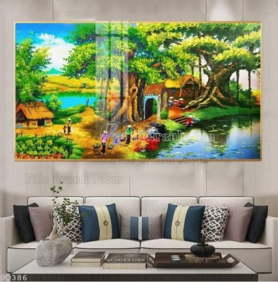 Tải file tranh gốc File tranh đồng quê DQ386 chất lượng cao