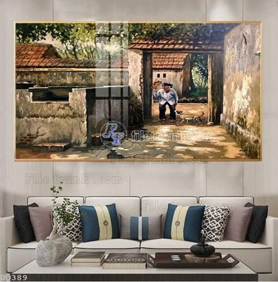 Tải file File tranh đồng quê DQ389 (gốc) in tranh tráng gương