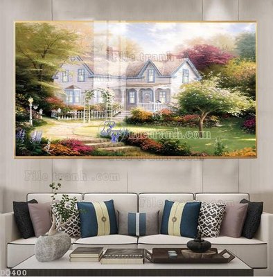 File gốc File tranh đồng quê DQ400 (in lụa) hoa văn cổ điển