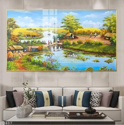 File gốc in mica File tranh đồng quê DQ407 chất lượng