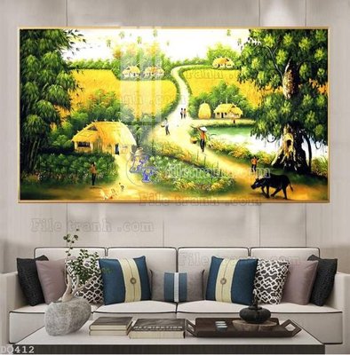 File PSD File tranh đồng quê DQ412 (nguyên bản) cho thiết kế