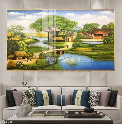 File gốc File tranh đồng quê DQ420 (chuẩn màu) cho in offset