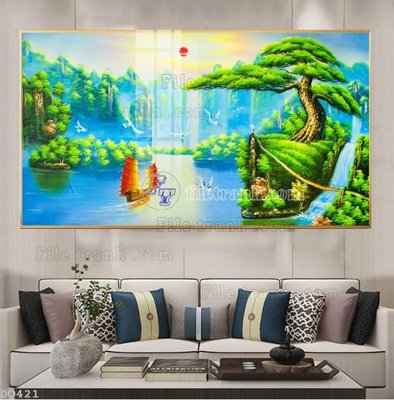 File tranh File tranh đồng quê DQ421 (bản gốc) in lụa dán tường