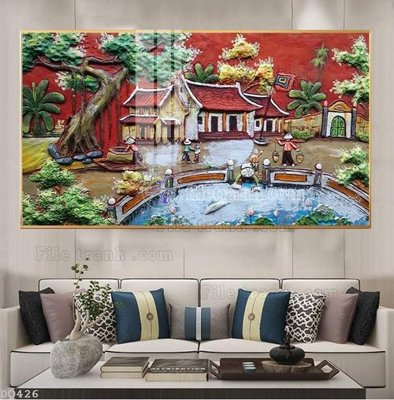 Ảnh gốc File tranh đồng quê DQ426 (siêu chi tiết) để in ấn