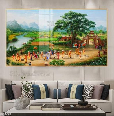 File PSD File tranh đồng quê DQ438 (gốc) tách lớp chi tiết