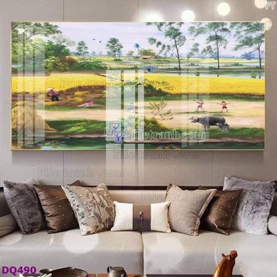 File ảnh File tranh đồng quê DQ490 (gốc) in PP, decal