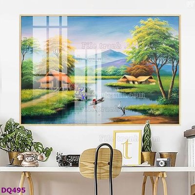 File gốc in ấn File tranh đồng quê DQ495 độ phân giải cao